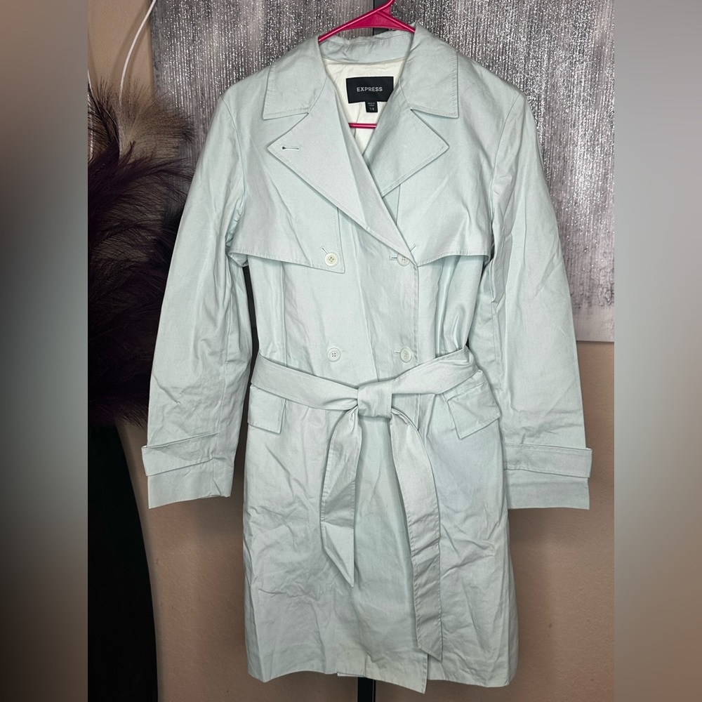 Express Pastel Green Trench Coat